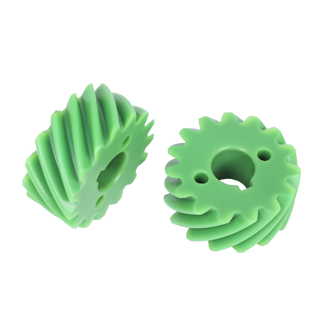 Customized Plastic Helical Gear with Metal Core Design Precision manufactured plastic helical gear showing angled teeth and durable polymer construction for silent industrial power transmission